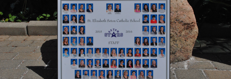 Framed composite photo of St. Elizabeth Seton staff